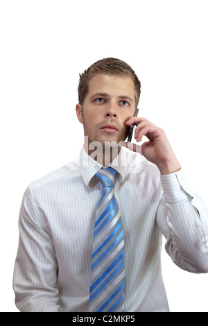 Young businessman holding a mobile phone Banque D'Images