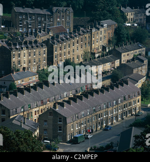 Maisons mitoyennes, Hebden Bridge, Yorkshire, Angleterre. Banque D'Images