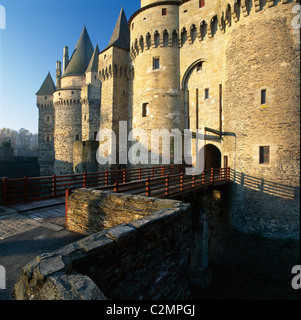 Château de vitré et pont-levis, Bretagne, France. Banque D'Images