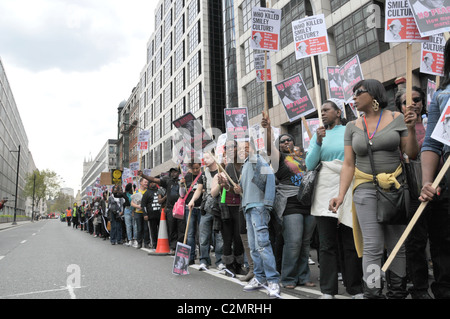 Culture Smiley Protest New Scotland Yard No Justice No Peace 'Qui a tué Smiley Culture' Banque D'Images