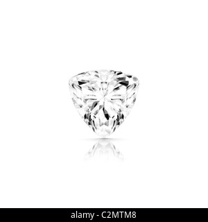 Billion cut diamond gris isolé sur fond blanc avec réflexion partielle et clipping path Banque D'Images