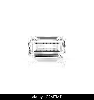 Couper la baguette diamant gris isolé sur fond blanc avec réflexion partielle et clipping path Banque D'Images