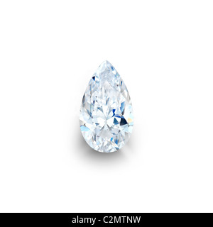 Diamant taille poire isolés contre fond blanc avec ombre portée pleine clipping path Banque D'Images