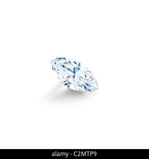 Vue iso marquise cut diamond isolés contre fond blanc avec ombre portée pleine clipping path Banque D'Images