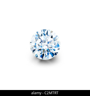 Diamant taille brillant isolés contre fond blanc avec ombre portée pleine clipping path Banque D'Images