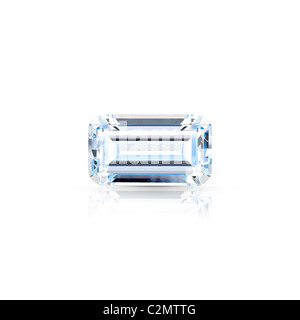 Diamant taille baguette isolés contre fond blanc avec plein de réflexion partielle clipping path Banque D'Images