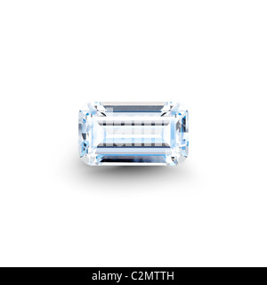 Diamant taille baguette isolés contre fond blanc avec ombre portée pleine clipping path Banque D'Images