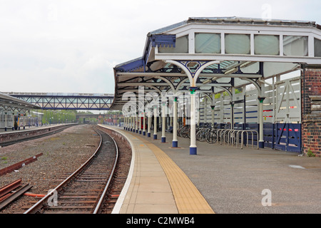 La gare de Selby vue depuis l'extrémité nord de la plate-forme Banque D'Images