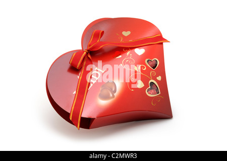 Boîte de chocolat en forme de coeur avec des chocolats Banque D'Images