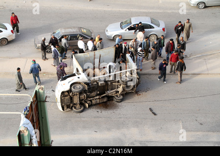 Camion transportant des moutons se plante Banque D'Images