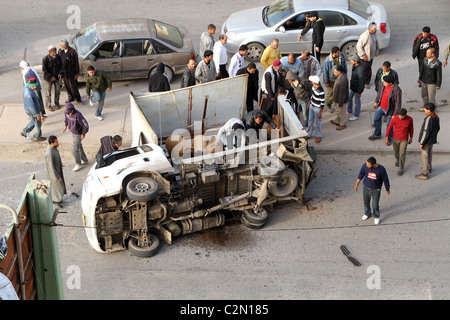 Camion transportant des moutons se plante Banque D'Images