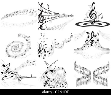 Ensemble de quatre notes de musique personnel vecteur Banque D'Images