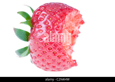 Mordu de fraise, isolated on white Banque D'Images