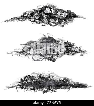 Ensemble de texture grunge isolés peint à la main de façon numérique design elements isolé sur fond blanc Banque D'Images