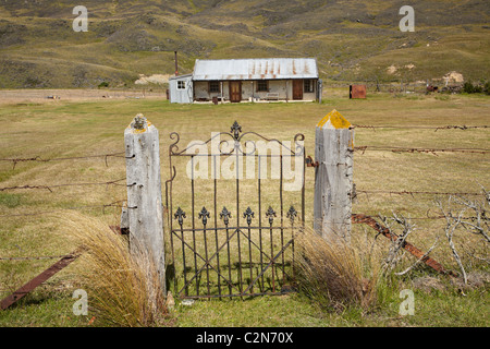 Cottage historique, Nevis Valley, Central Otago, île du Sud, Nouvelle-Zélande Banque D'Images