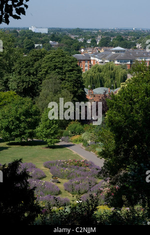 Vue de Richmond Hill plus de jardins en terrasse et de lavande de patchs, Richmond, Surrey, Angleterre Banque D'Images