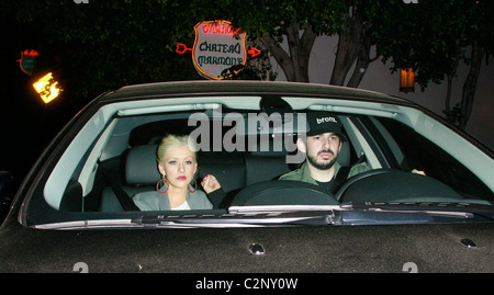 Christina Aguilera et Jordan Bratman quitter le Chateau Marmont de Los Angeles, Californie - 27.04.08 Banque D'Images