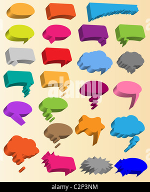 Collection de différentes formes vectorielles 3d pour la bande dessinée ou web Speech bubbles. Banque D'Images