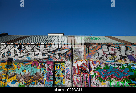 L'U2 mur de graffiti, partie de Windmill Lane Studios, Dublin, Irlande ; malheureusement démoli en 2015 . Banque D'Images