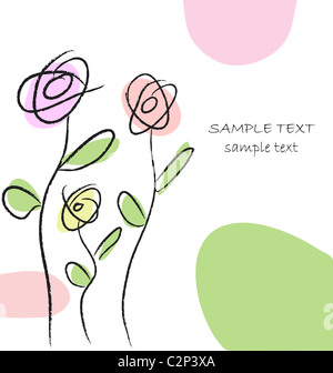 Dessin à la main de style moderne vector carte de vœux. Parfait pour l'ajout de texte. Banque D'Images