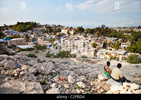 Ruines de port au prince un an après le séisme de 2010, Haïti Banque D'Images