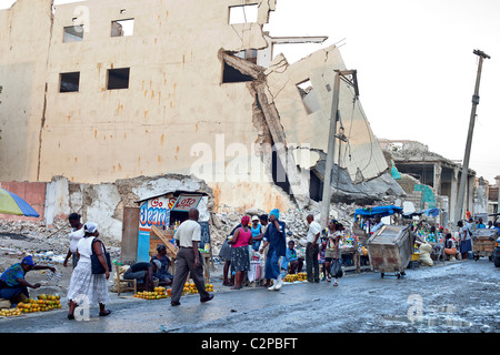 Ruines de Port au Prince un an après le séisme de 2010, Haïti Banque D'Images