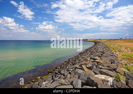 Vue panoramique sur Oresundsbridge entre la Suède et le Danemark, l'Europe scandinave. Banque D'Images