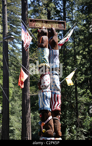 Confusion Hill - Californie du Nord - attraction touristique de totems, Redwoods National Park Banque D'Images