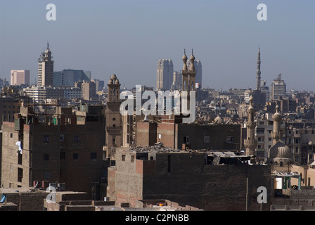 Vue depuis le parc Al-Azhar, Le Caire, Egypte Banque D'Images