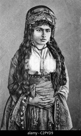 Fille de Nazareth, Israël, l'illustration historique, vers 1886 Banque D'Images