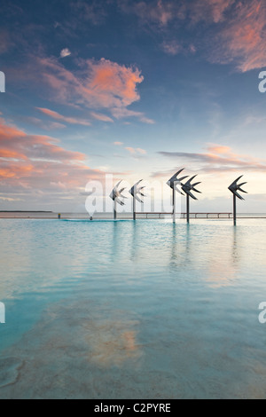 L'Esplanade Lagoon au crépuscule. Cairns, Queensland, Australie Banque D'Images