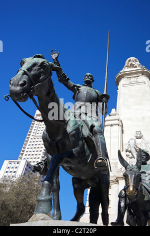 Les Statues de Don Quichotte et Sancho Panza, Plaza de España, Madrid, Espagne, Europe, UNION EUROPÉENNE Banque D'Images