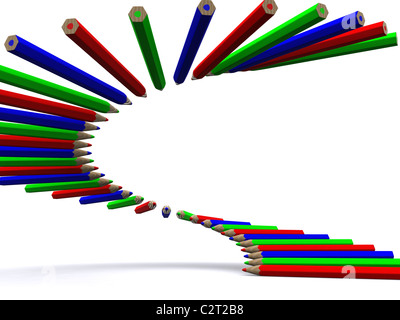 Escalier de crayons de couleur. 3D Banque D'Images