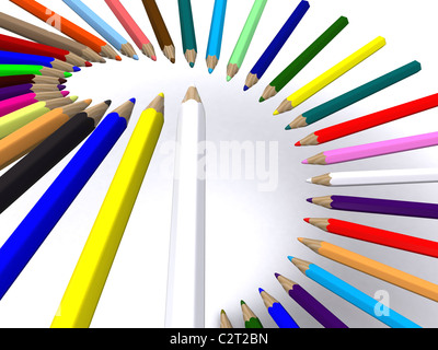 Escalier de crayons de couleur. 3D Banque D'Images