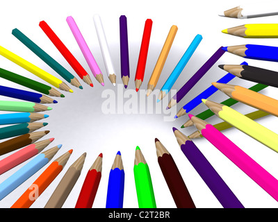 Escalier de crayons de couleur. 3D Banque D'Images