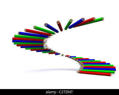 Escalier de crayons de couleur. 3D Banque D'Images