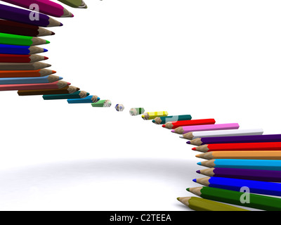 Escalier de crayons de couleur. 3D Banque D'Images