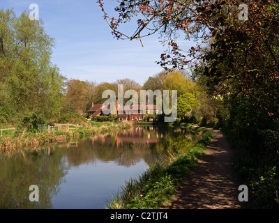 Sentier le long de la rivière près de Itchen Winchester Hampshire England UK Banque D'Images