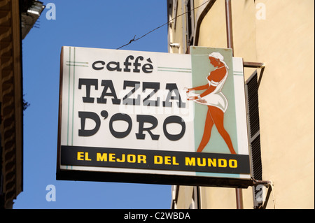 Italie, Rome, Caffè Tazza d'Oro, signe café Banque D'Images