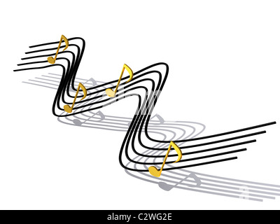 3d illustration isolé notes de musique Banque D'Images