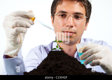 L'homme scientifique travaillant en laboratoire, selective focus sur l'homme Banque D'Images