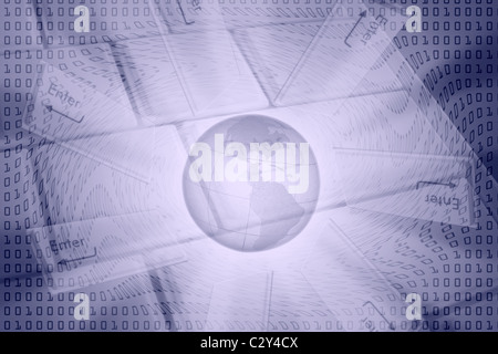 Digital World concept : saisissez les clés autour de globe Banque D'Images