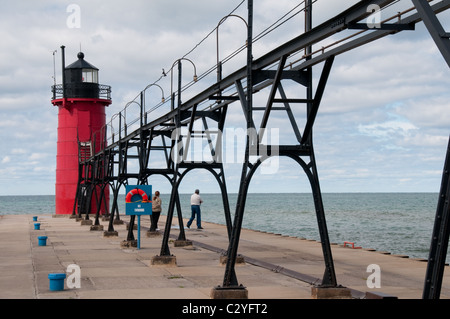 South Haven South Pier Lumière, South Haven, Michigan, USA Banque D'Images