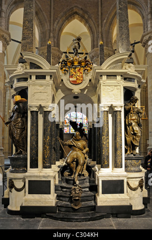 Delft, Pays-Bas. Niewe Kerk ('nouvelle église" - 1396-1496, gothique) Mausolée de Guillaume le Taciturne (1623) Banque D'Images