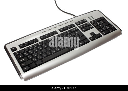 Clavier moderne isolé sur fond blanc. Banque D'Images