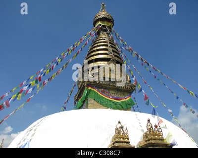 Swayambhunath Stupa bouddhiste au temple (singe), Katmandou, Népal Banque D'Images