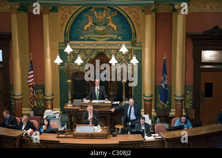 Lansing, Michigan - La Chambre des représentants du Michigan en session. Banque D'Images