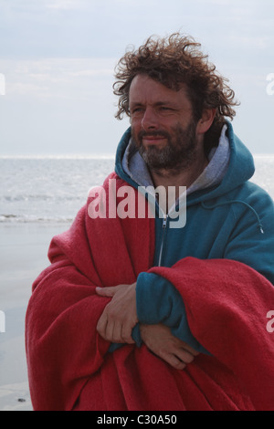 Michael Sheen, acteur hollywoodien, dans la Passion, Aberavon Beach, Port Talbot, Pays de Galles, Royaume-Uni Banque D'Images