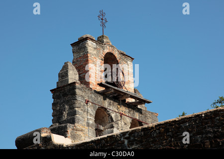 Cloche de l'église à Mission Espada à San Antonio, Texas Banque D'Images