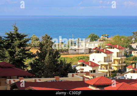 Vue aérienne de Kestel Alanya - vers la mer Méditerranée, Turquie Banque D'Images